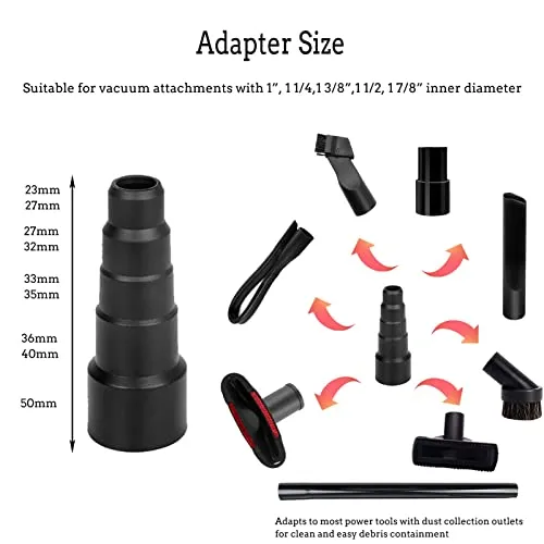 1 1/4" Vacuum Attachments & Brushes for Shop Vac Accessories Household Cleaning Kit Brush Nozzle Crevice Tool with Adapter for 1" to 2" Hose Set of