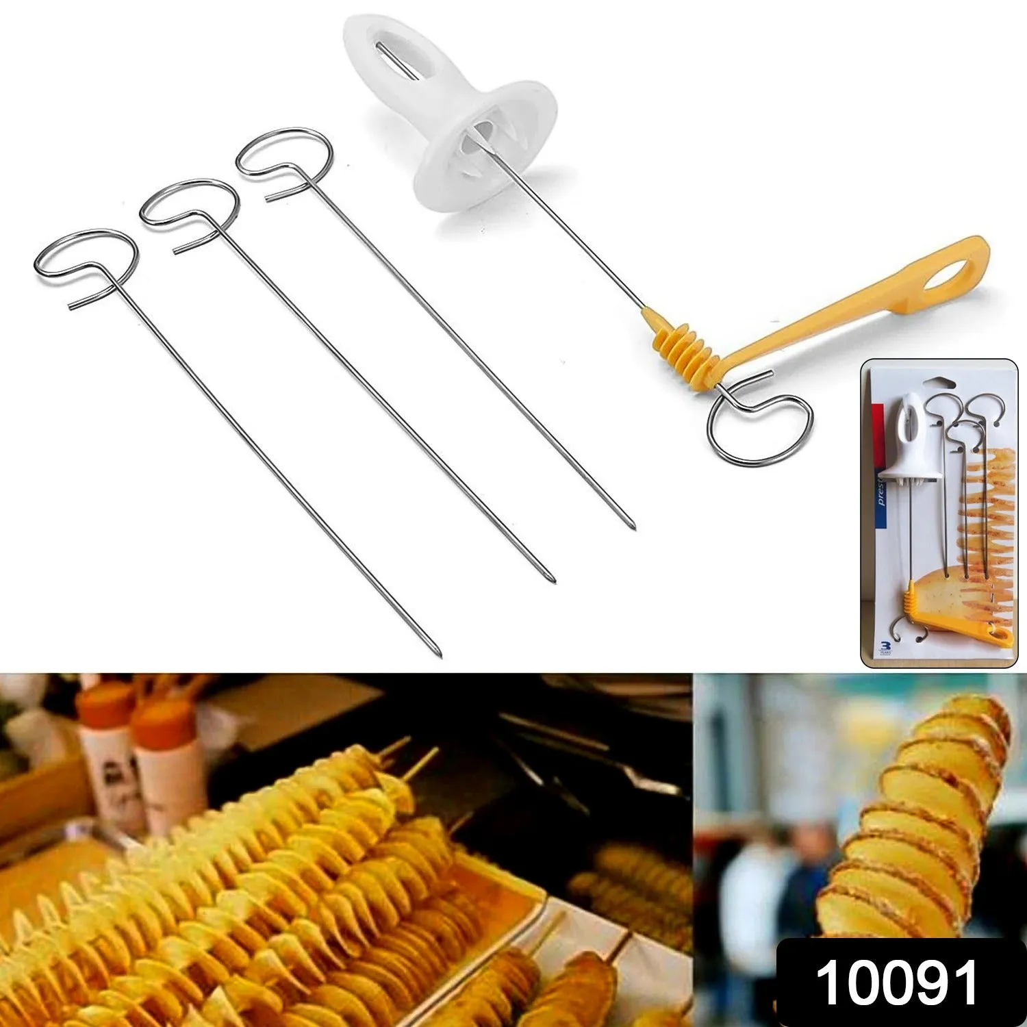 1 Set Potato Spiral Cutter, Potato Twister (4 Spits)