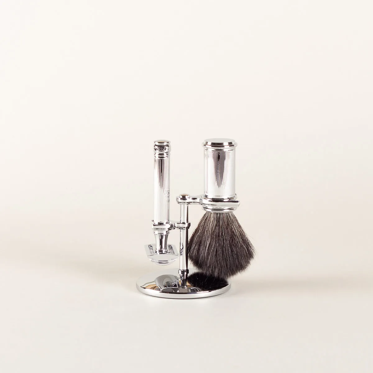 3 piece safety razor shaving set - chrome lined