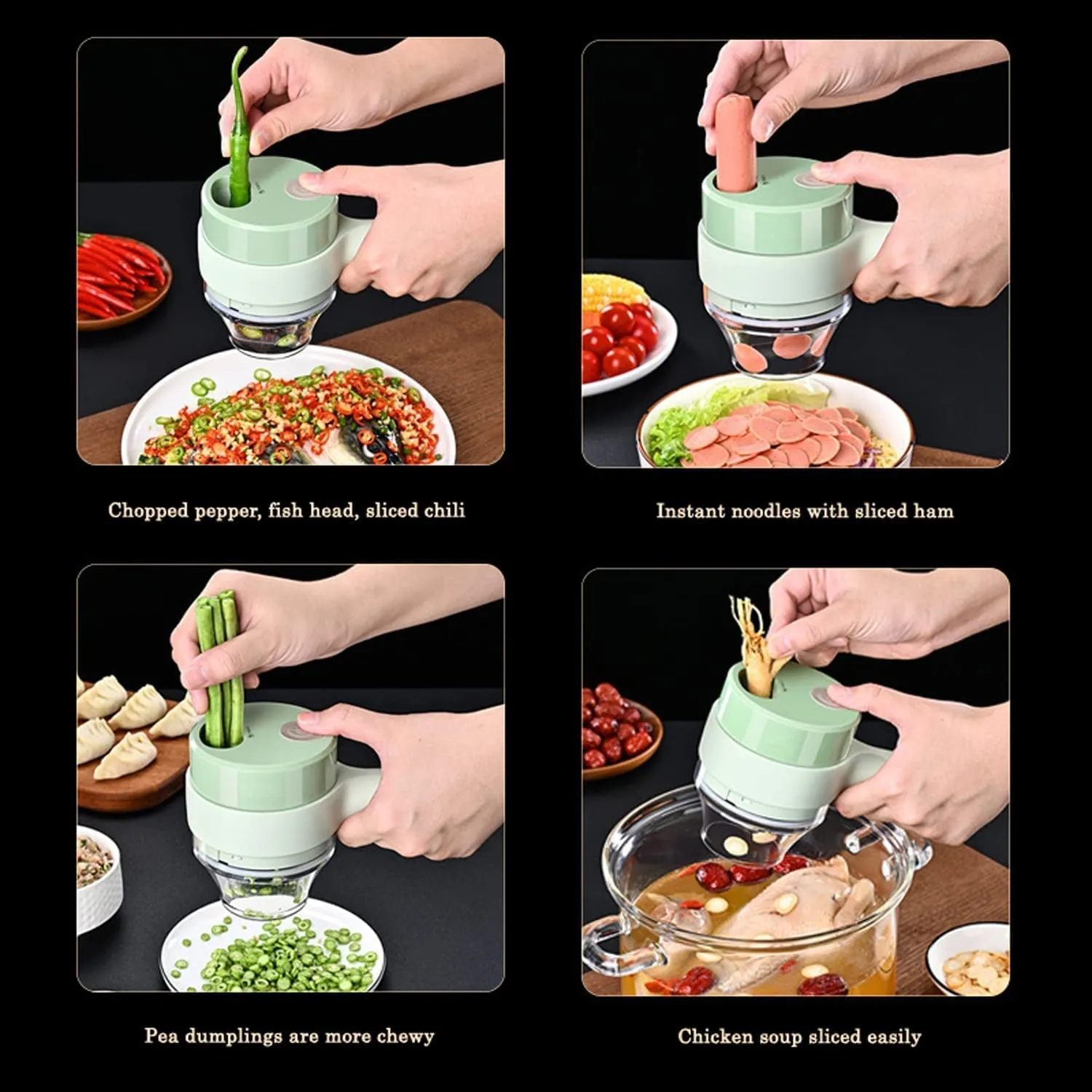 4 in 1 Electric Handheld Cooking Hammer Vegetable Cutter Set Electric Food Chopper Multifunction Vegetable Fruit Slicer