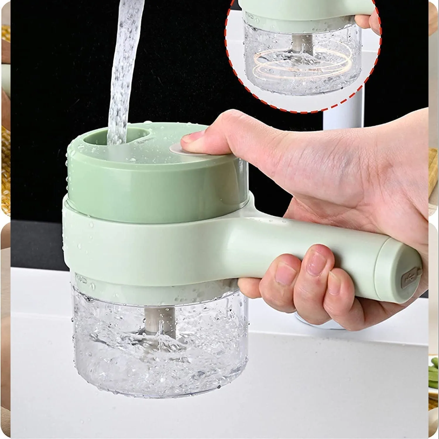 4 in 1 Electric Handheld Cooking Hammer Vegetable Cutter Set Electric Food Chopper Multifunction Vegetable Fruit Slicer