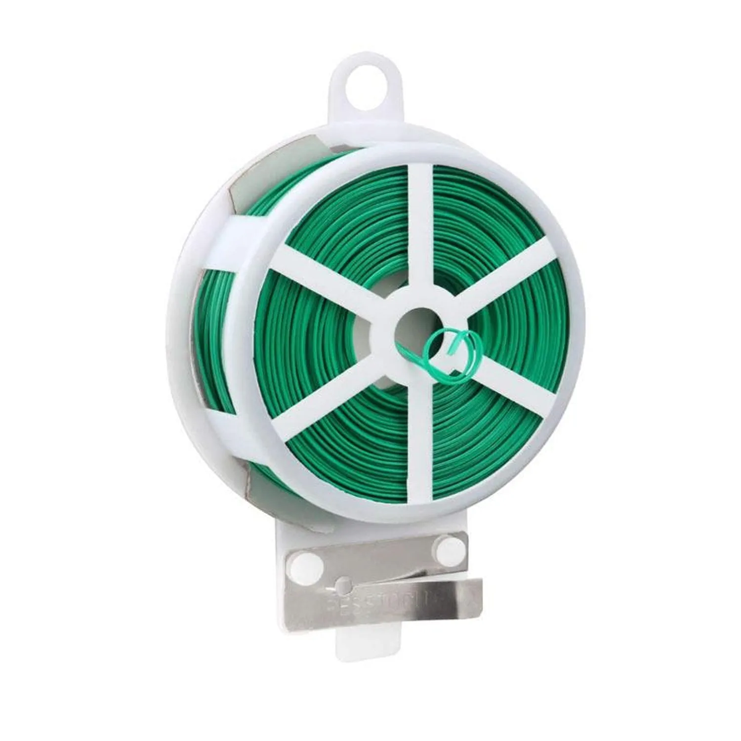 873 Plastic Twist Tie Wire Spool With Cutter For Garden Yard Plant 50m (Green)