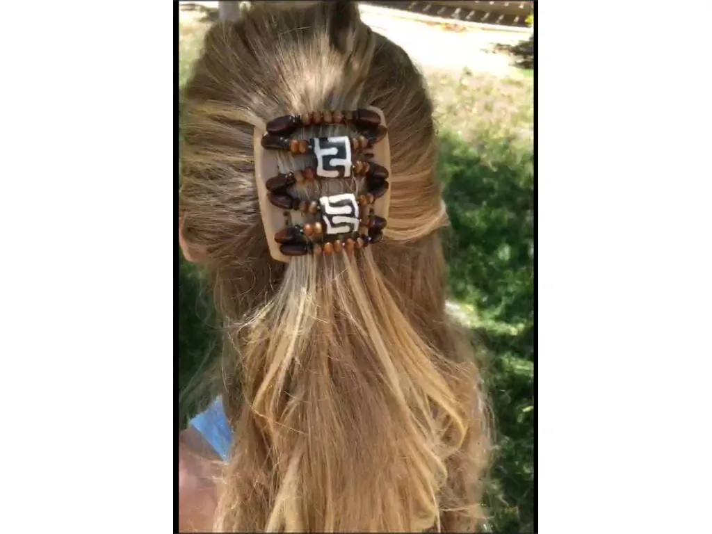 African Butterfly Chameleon Hair Comb - Dalena Brown 42