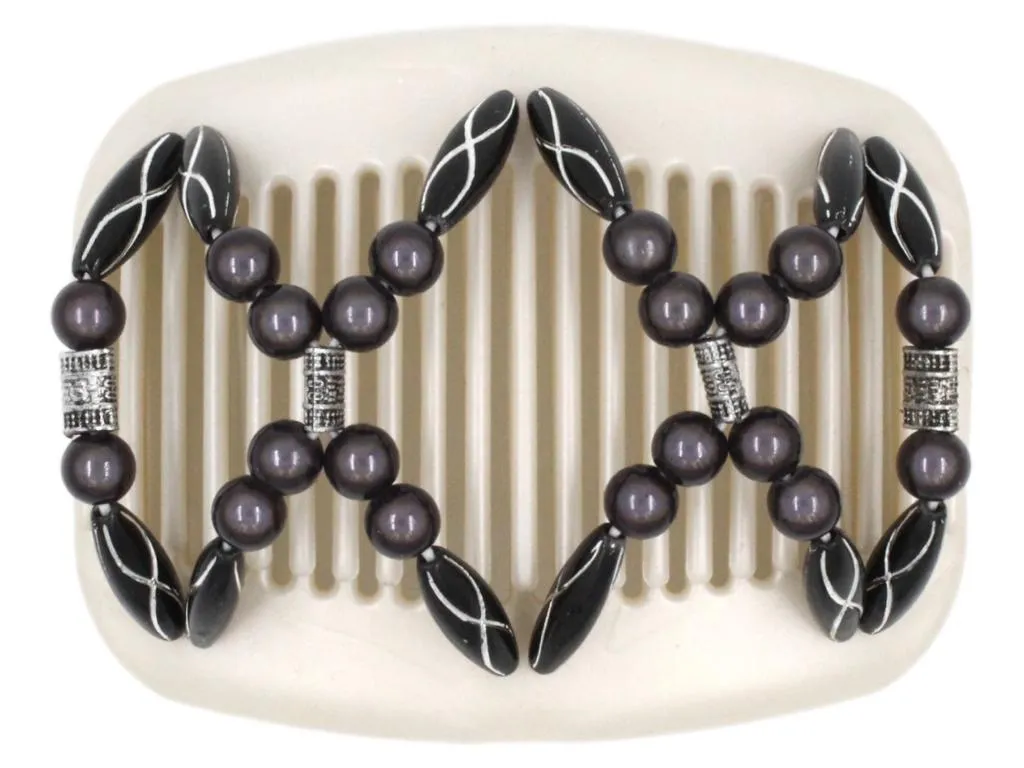 African Butterfly Hair Comb - Dalena White Pearl 18