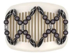 African Butterfly Hair Comb - Dalena White Pearl 18