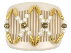 African Butterfly Hair Comb - Dalena White Pearl 24