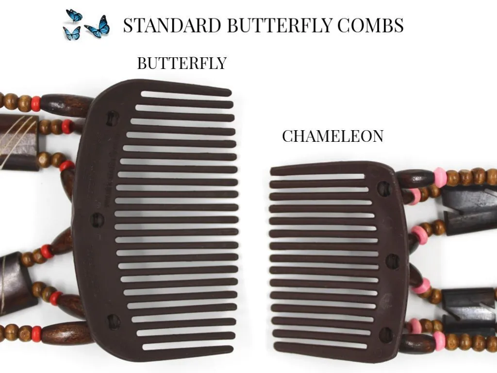 African Butterfly Thick Hair Comb - Gemstone Brown 41