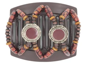 African Butterfly Thick Hair Comb - Gemstone Brown 41