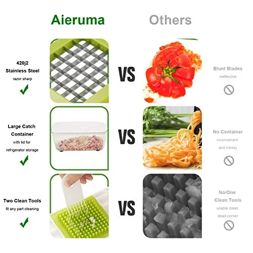 Aieruma Vegetable Chopper, 16 in 1 Onion Chopper Food Cutter, with Handheld Spiralizer Vegetable Slicer, Veggie Spiral Cutter, (BPA free) Heavy Duty Multi Vegetable-Fruit-Cheese-Dicer-Kitchen Cuttert