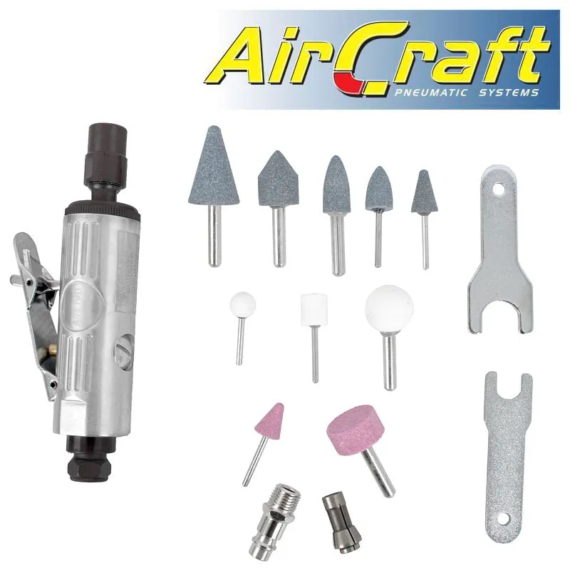 AIRCRAFT AIR DIE GRINDER 6MM 14 PIECE KIT BLOW MOULD CASE AT0007