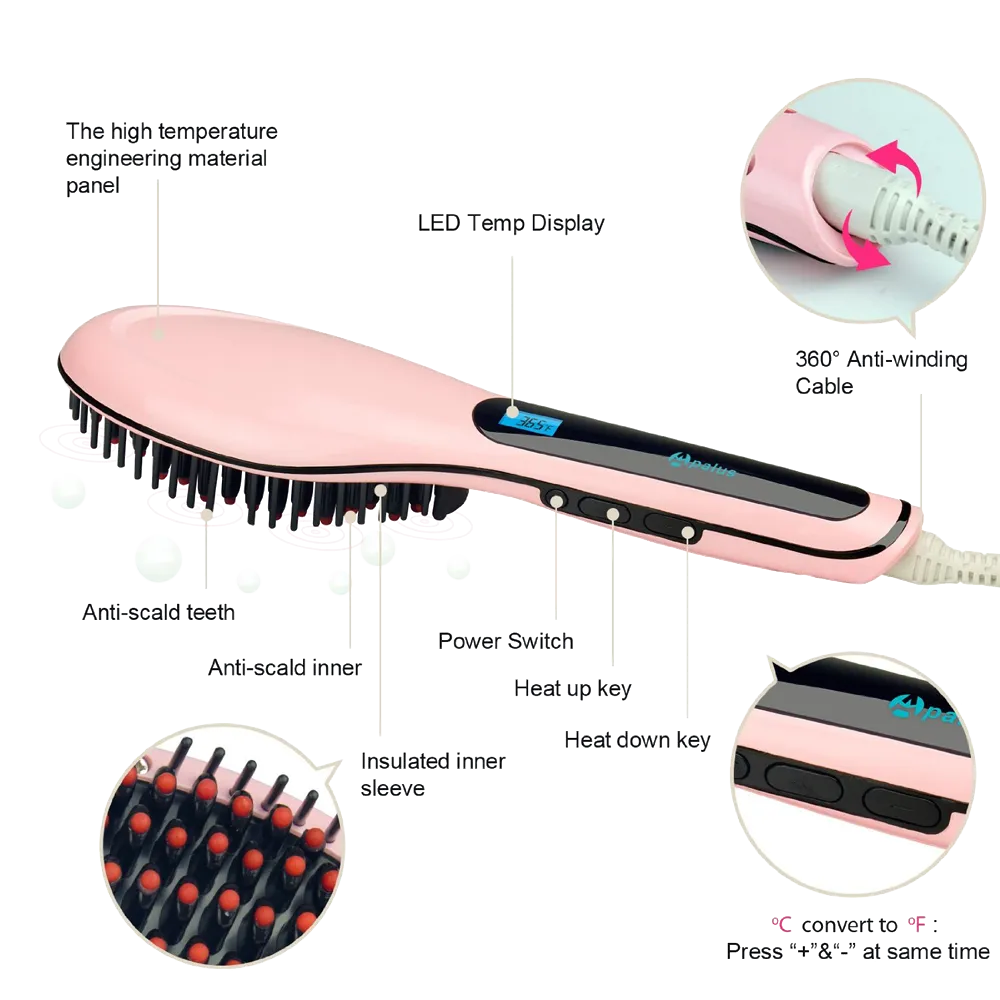 Apalus Brush Hair Straightener Detangling Hair Brush