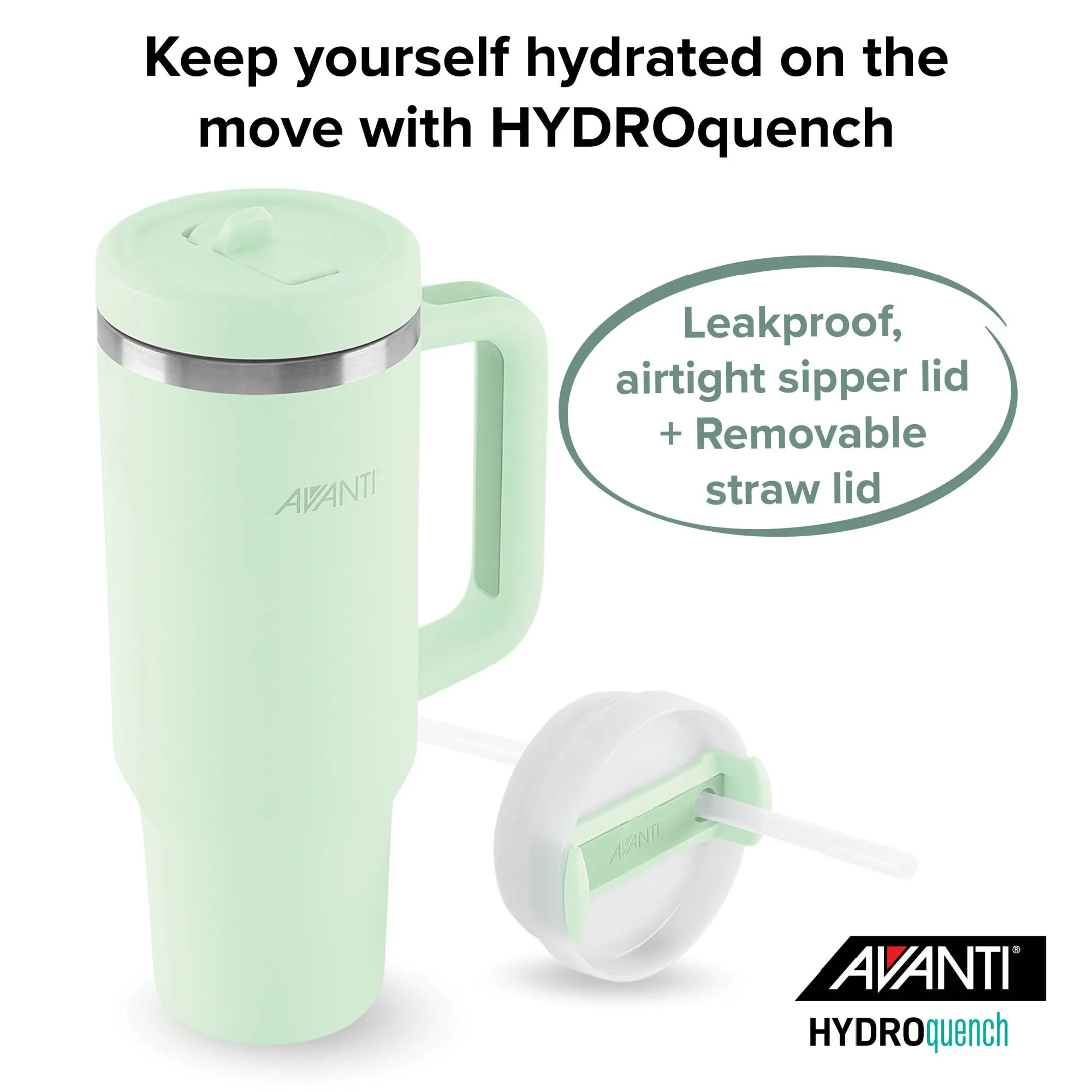 Avanti HydroQuench Insulated Tumbler with Two Lids - Soft Mint