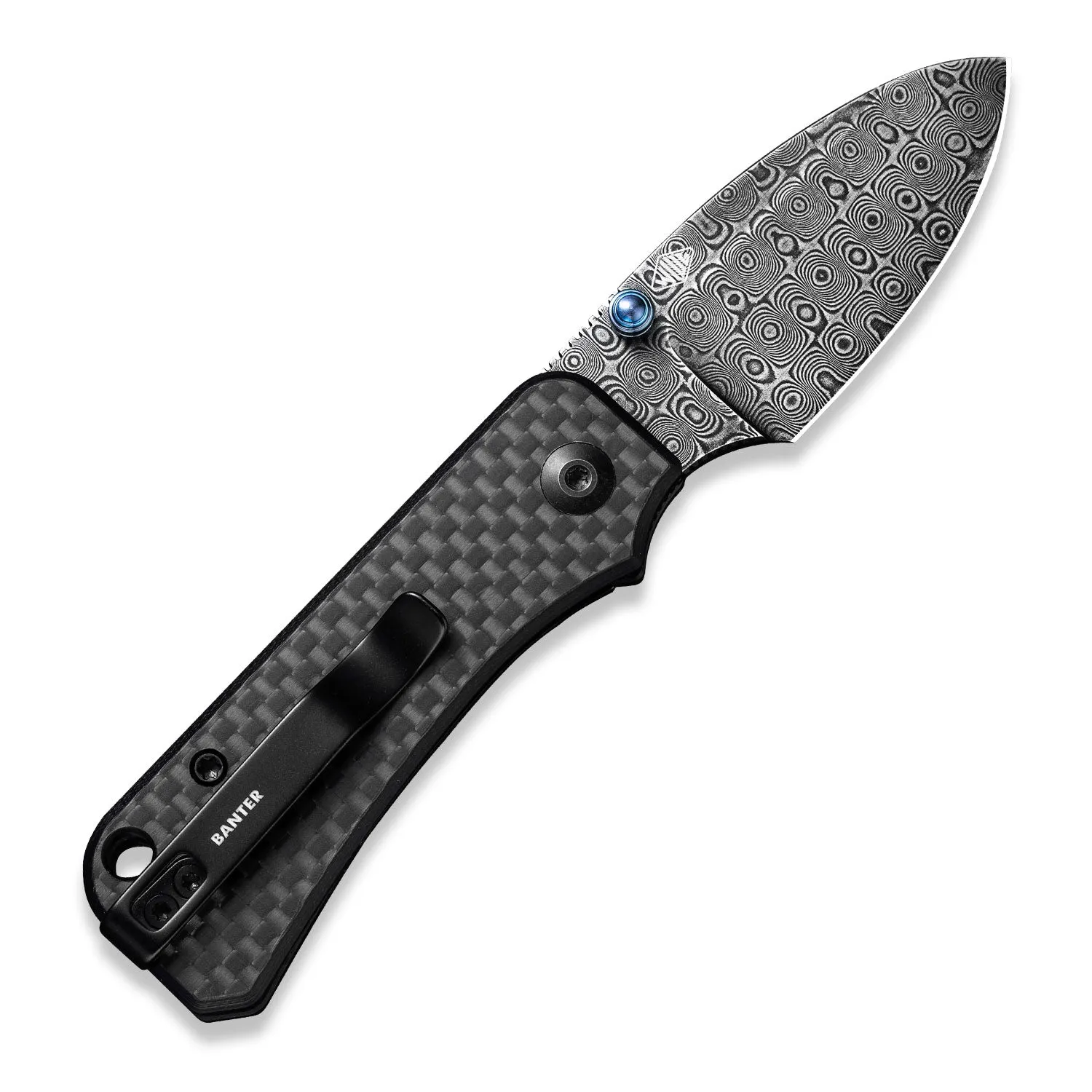 Baby Banter Pocket Knife - Carbon Fiber - Damascus