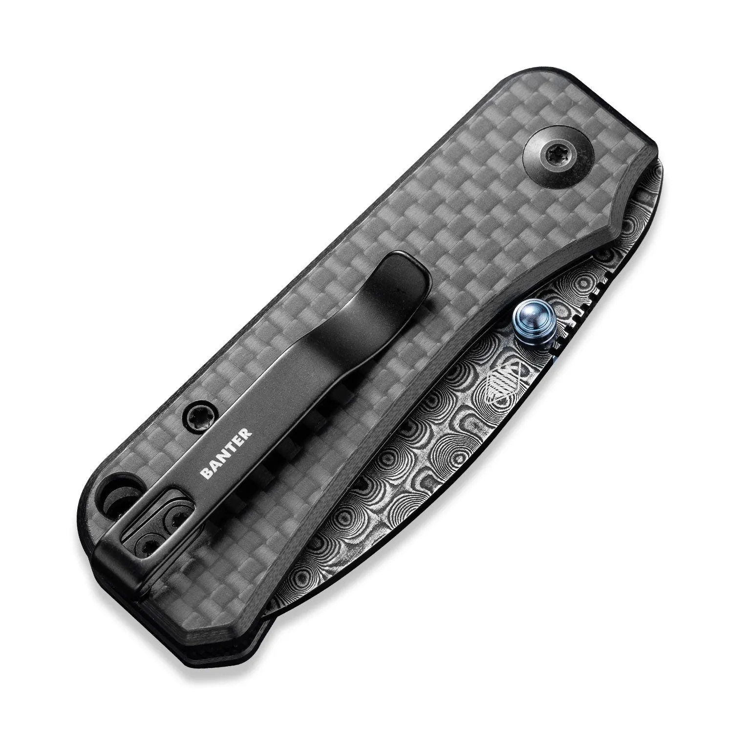 Baby Banter Pocket Knife - Carbon Fiber - Damascus