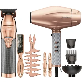 BaByliss PRO RoseFX Skeleton Cordless Trimmer FX787RG   FXBDRG1 High Performance Turbo Dryer Rose Gold Bundle