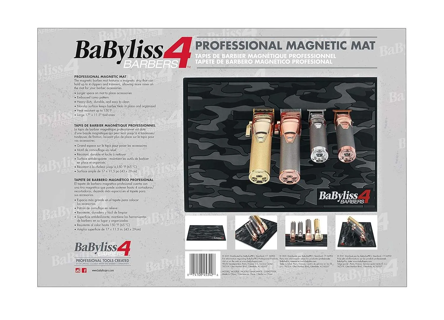 BaBylissPRO Black Camo Magnetic Strip Barber Mat