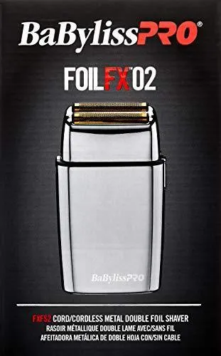 BaBylissPRO FXFS2 FOILFX02 Cordless Metal Double Foil Shaver, Silver