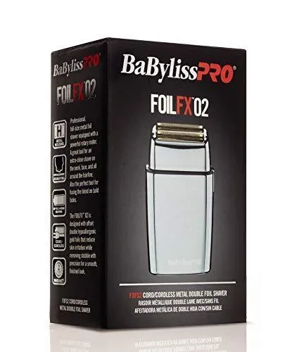 BaBylissPRO FXFS2 FOILFX02 Cordless Metal Double Foil Shaver, Silver