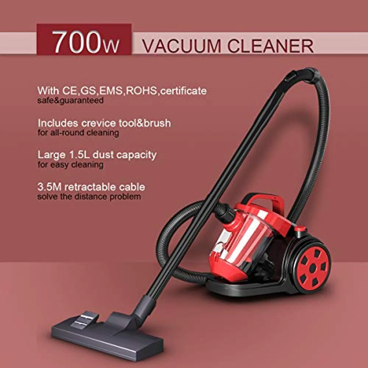 Bagless Canister Cyclonic Vacuum Cleaner