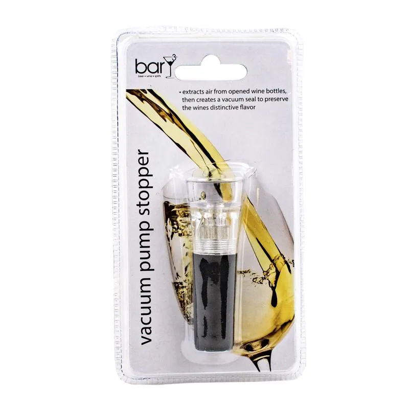 BarY3 Black/Clear Vacuum Pump Wine Stopper