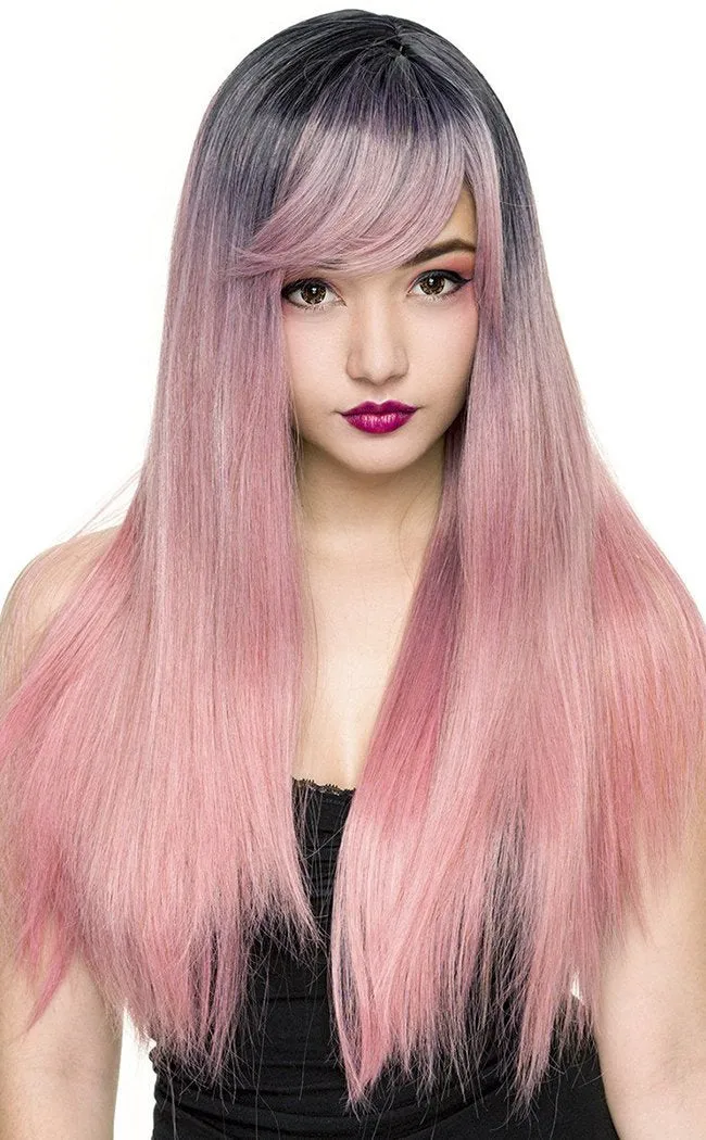 Bella Dark Root Long Pink Ice Wig