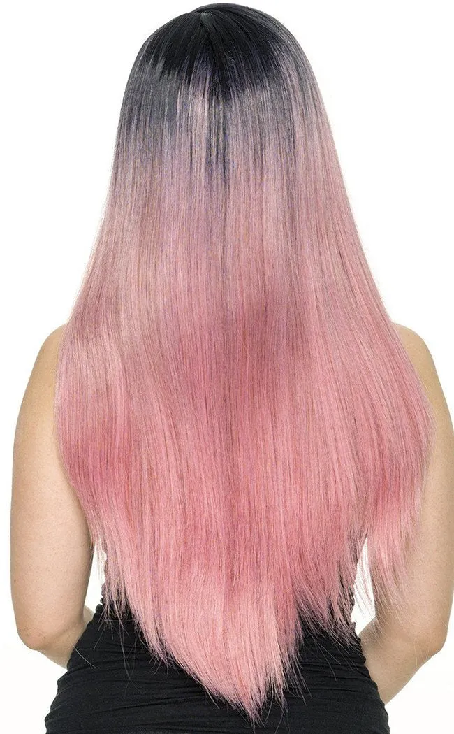 Bella Dark Root Long Pink Ice Wig