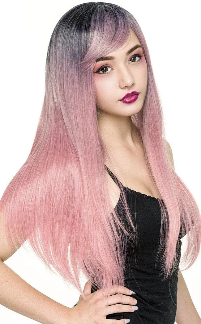 Bella Dark Root Long Pink Ice Wig