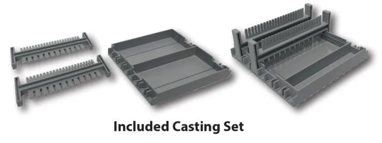 Benchmark Scientific Extra Casting Set for 10.5x10cm and 10.5x6cm Gels Includes Stand, Trays, E1101-COMB1 Double-sided Combs