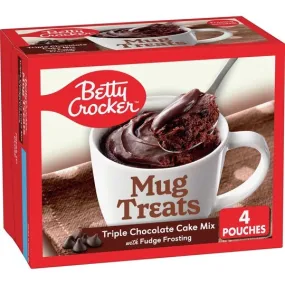 Betty Crocker Mug Treats Triple Chocolate Cake Mix with Fudge Frosting, 4 Servings, 12.5 oz.