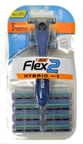 BIC FLEX 2 TWIN BLADE RAZOR W/10 CARTRIDGES