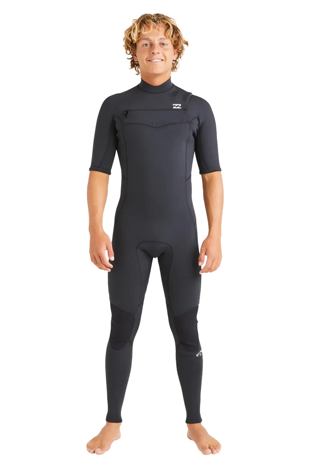 Billabong Mens 2/2mm Absolute Natural Chest Zip Short Sleeve Full Wetsuit