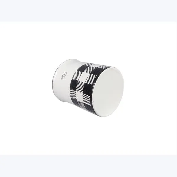 Black and White Buffalo Plaid Kitchen Tool Holder