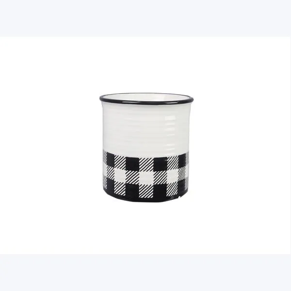 Black and White Buffalo Plaid Kitchen Tool Holder