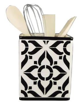 Black and White Ceramic Utensil Holder