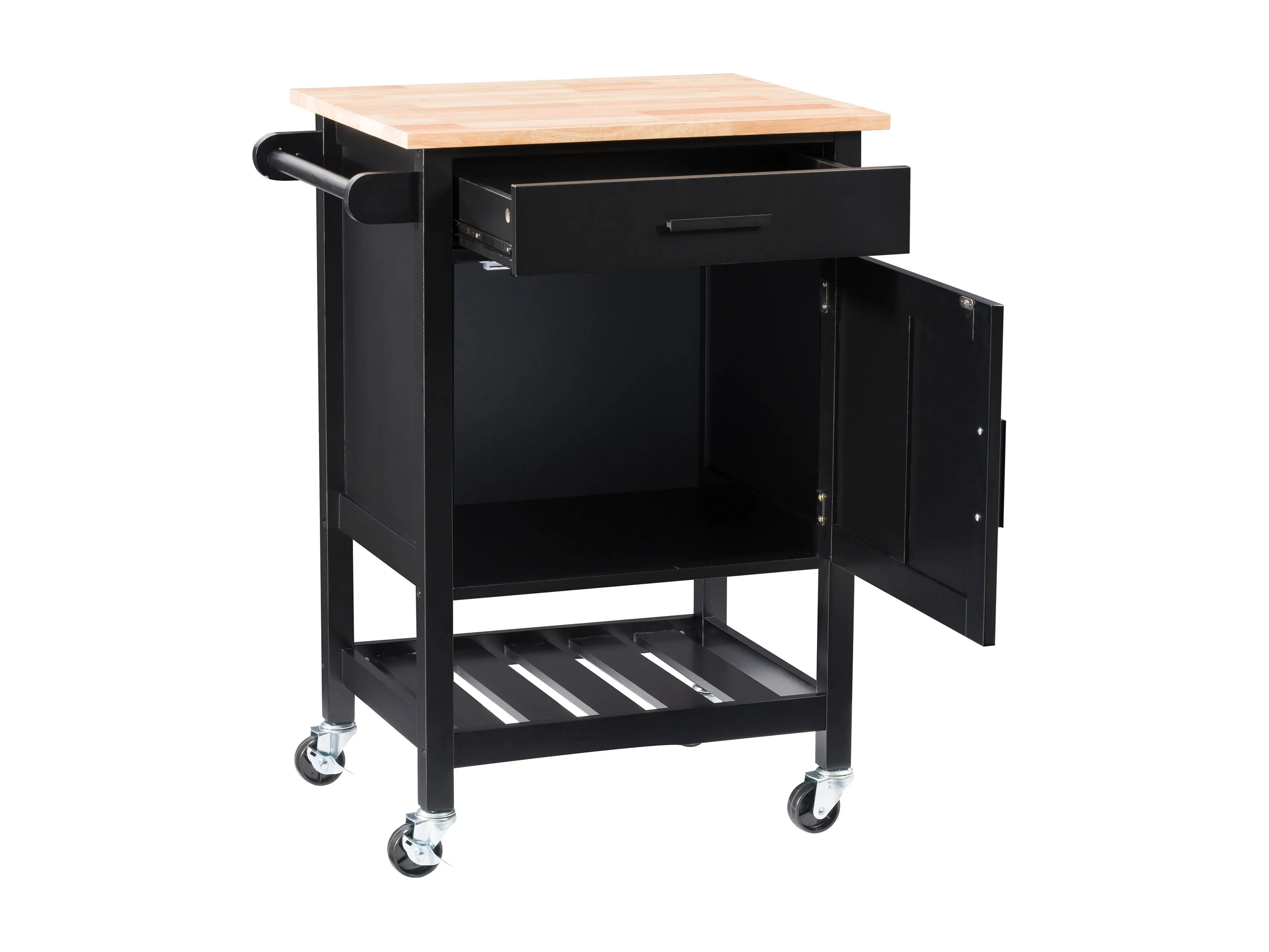 Black Kitchen Cart on Wheels