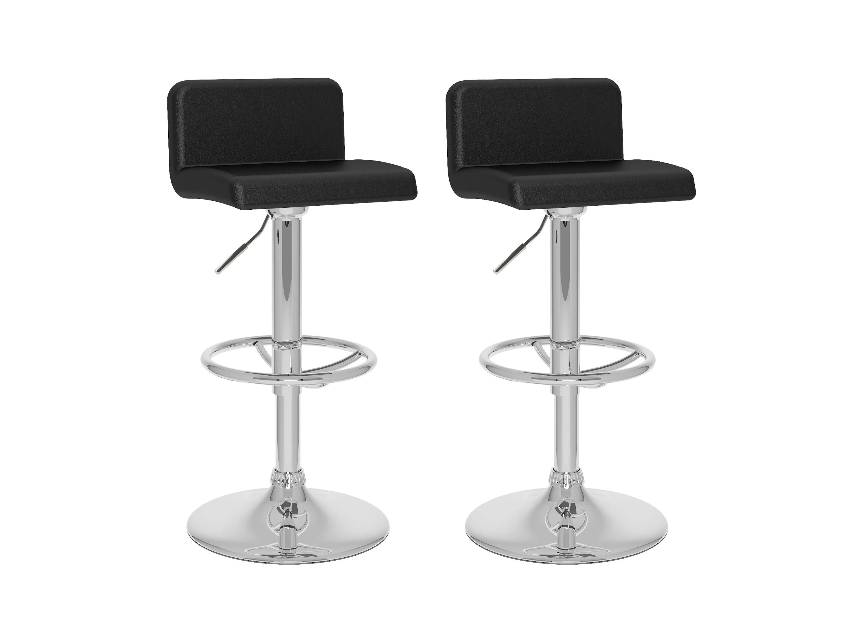 Black Low Back Bar Stools, Set of 2