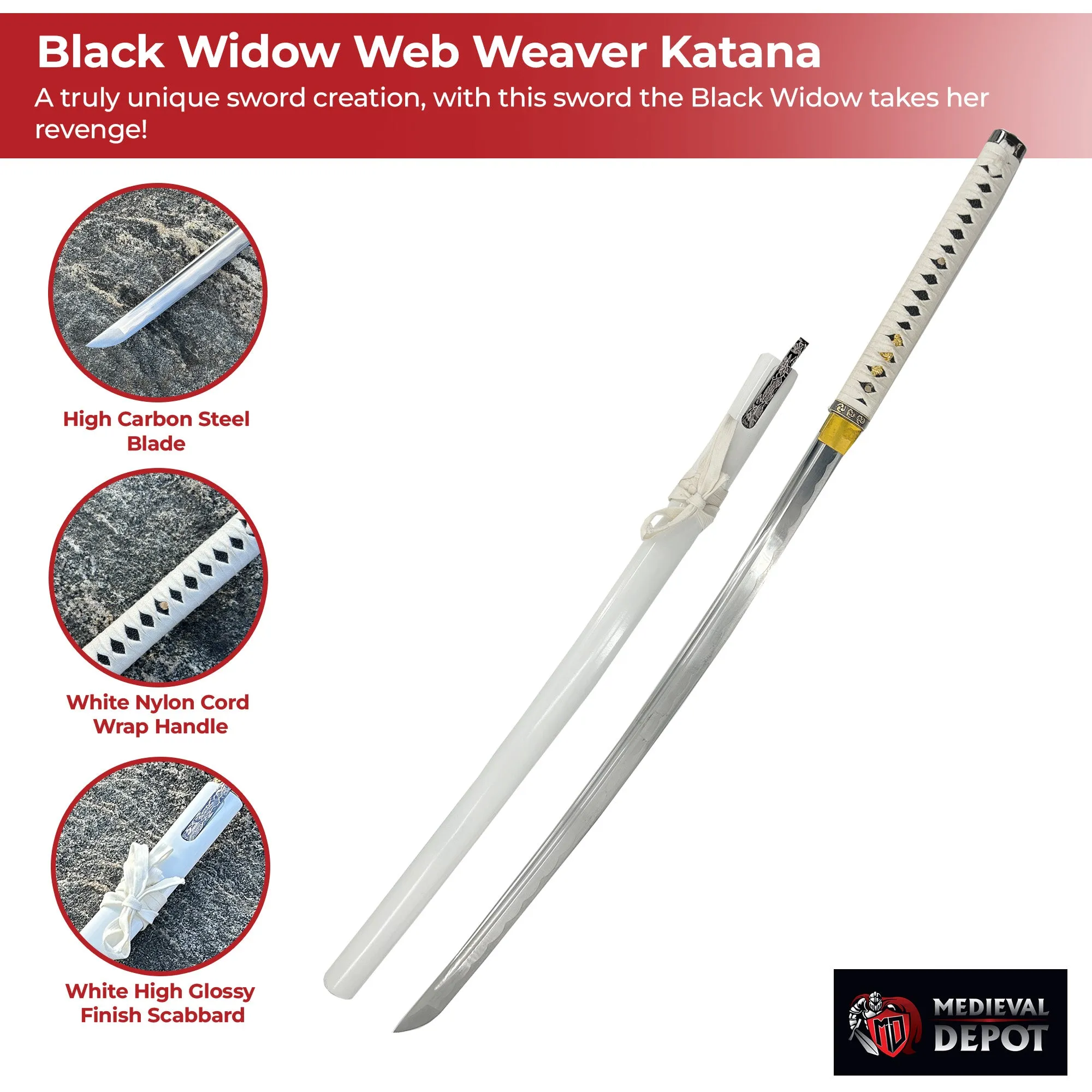 Black Widow Web Weaver Handmade Katana White