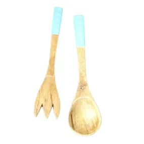 Blue Textured Salad Servers