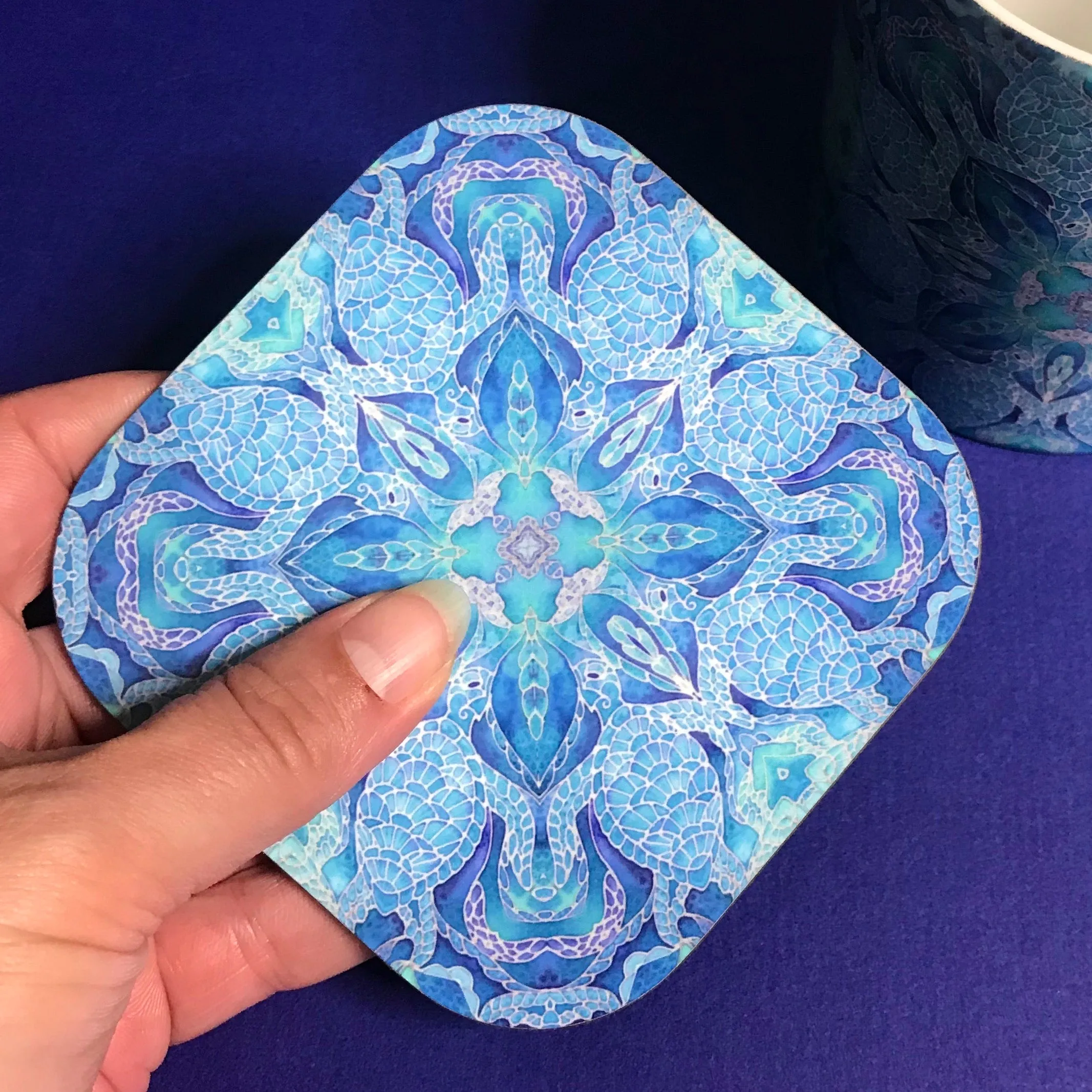 Blue Turtle Mandala Mug and Coaster Gift