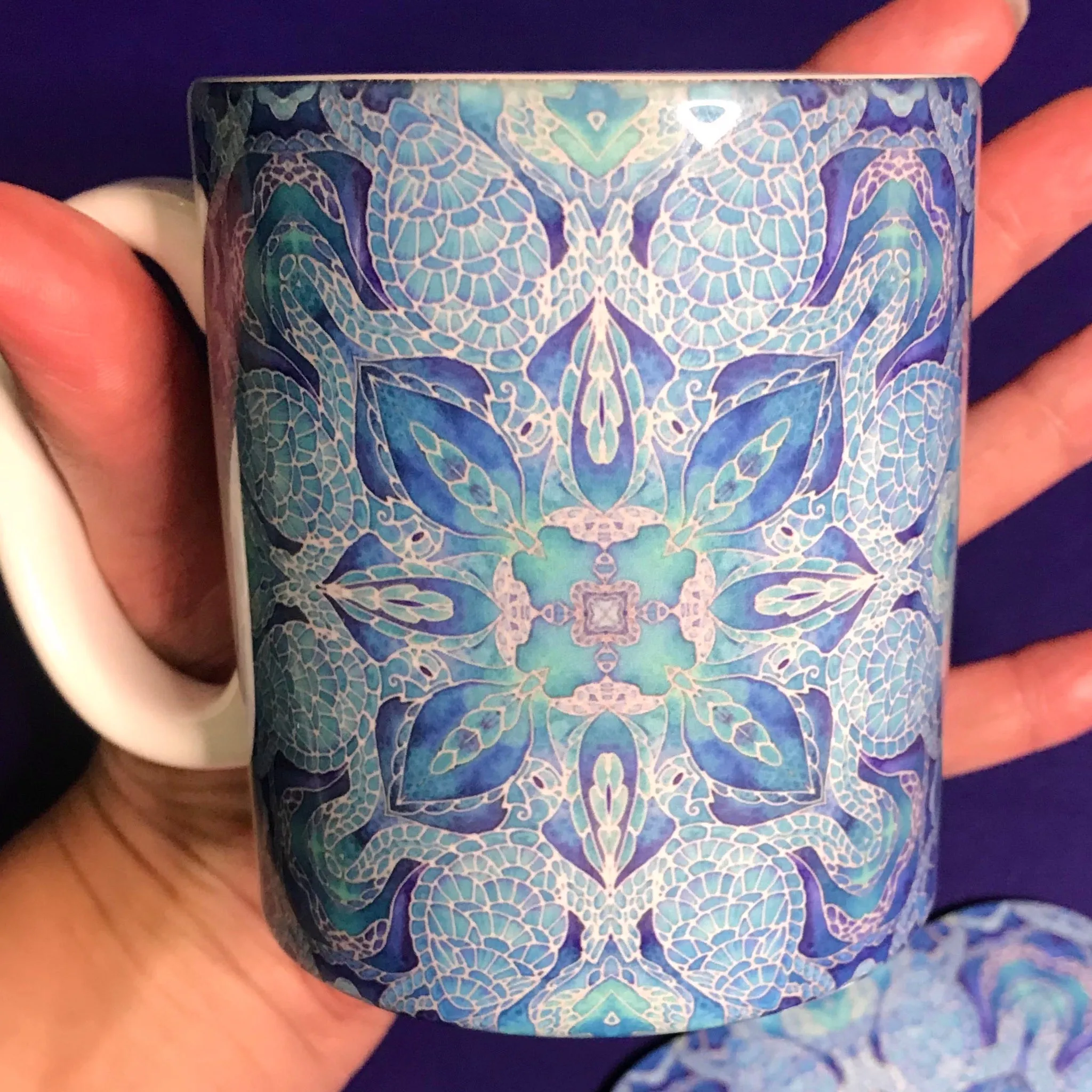 Blue Turtle Mandala Mug and Coaster Gift