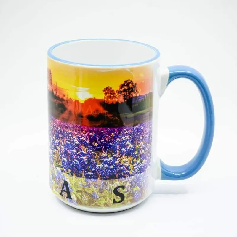 Bluebonnet Sunset Coffee Mug - 15 oz. Ceramic Coffee Cup