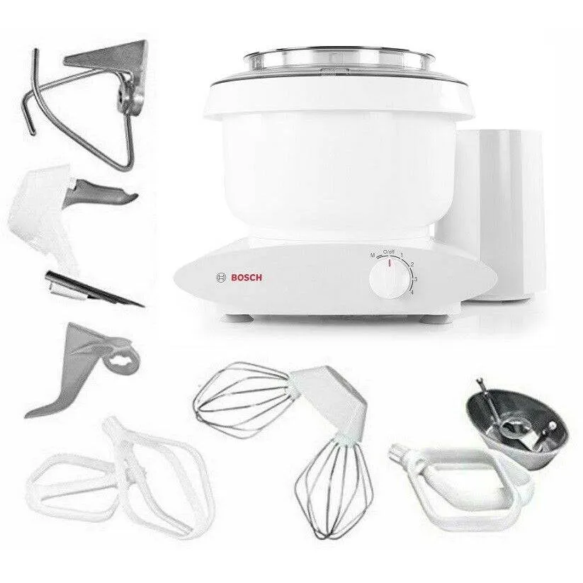 Bosch Machine 6.5 Qt. Universal Plus Mixer With Baker's Pack, White