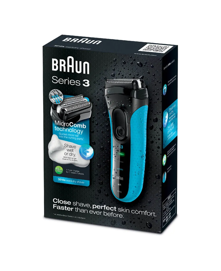 Braun Series 3 ProSkin 3010s Rechargeable Wet&Dry Electric Shaver - Blue