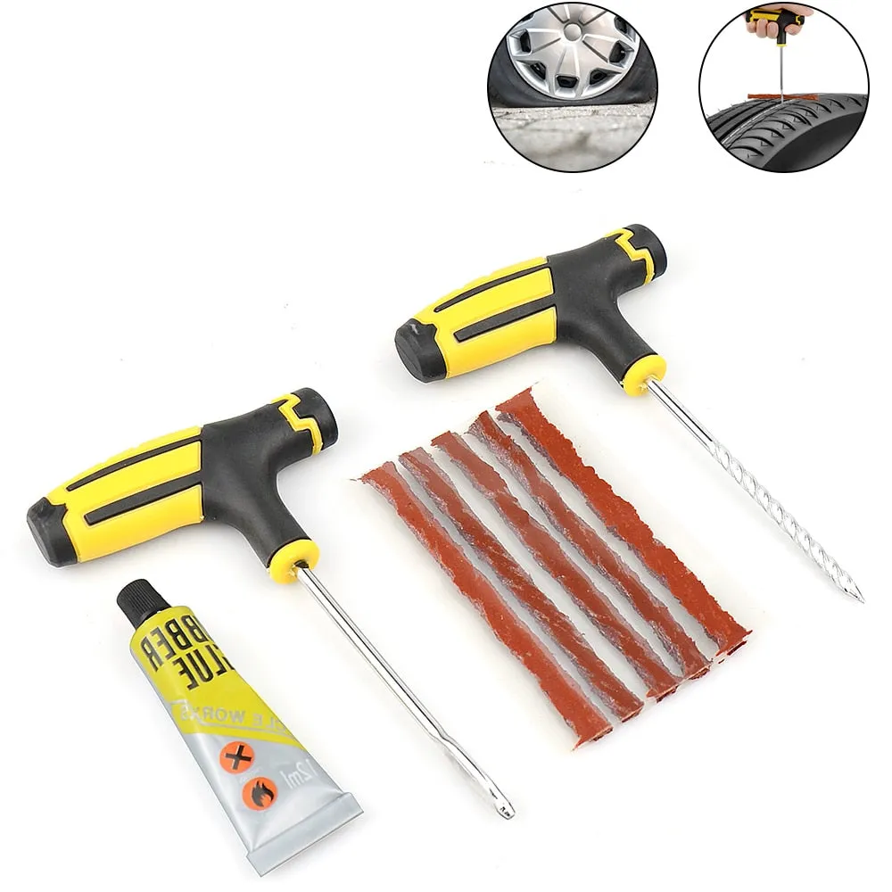 Car Tire Repair Tool Tire Repair Kit Studding Tool Set Auto Bike Tubeless Tire Tyre Puncture Plug Garage Car Accessories