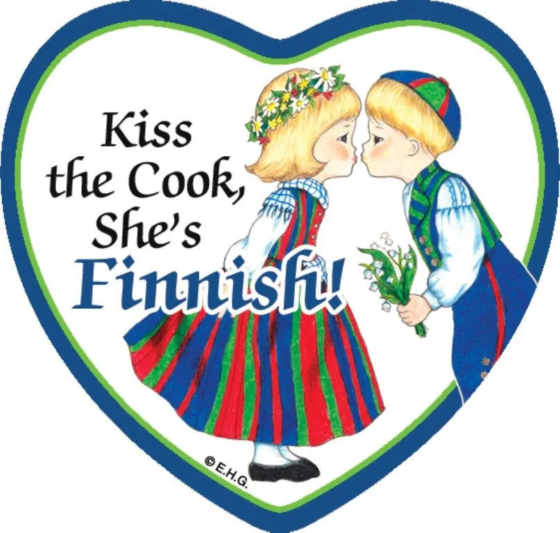 Ceramic Heart Magnet Kiss Finnish Cook