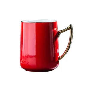 Ceramic Mug with Golden Handle