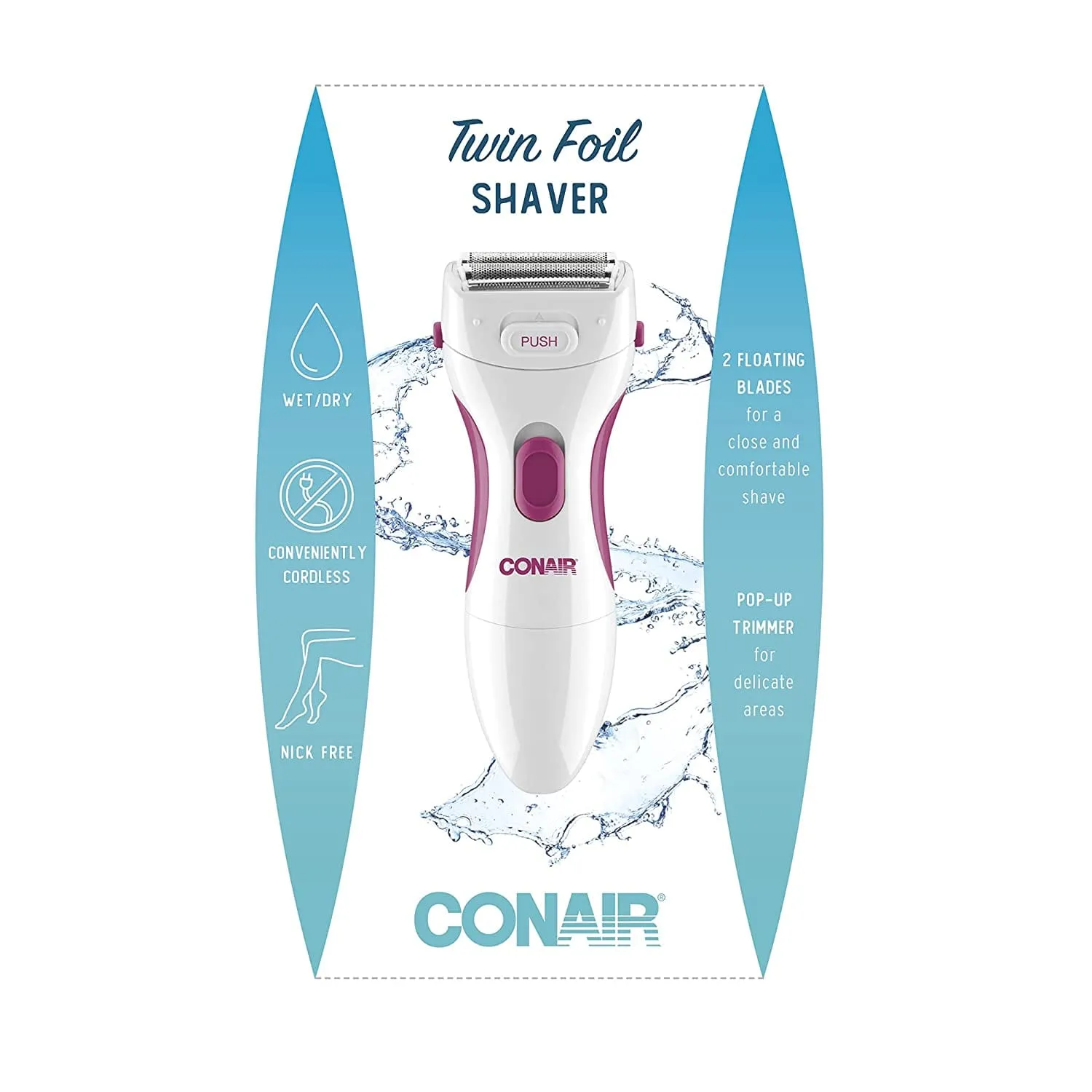 Conair Ladies Cordless Twin Foil Shaver with Pop-Up Trimmer - LWD1RN