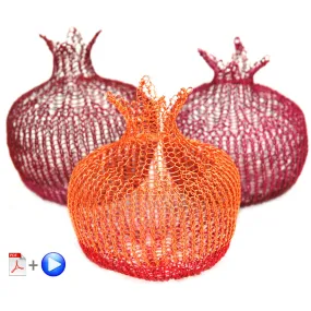 Crochet a decorative wire pomegranate , wire crochet home accent video tutorial