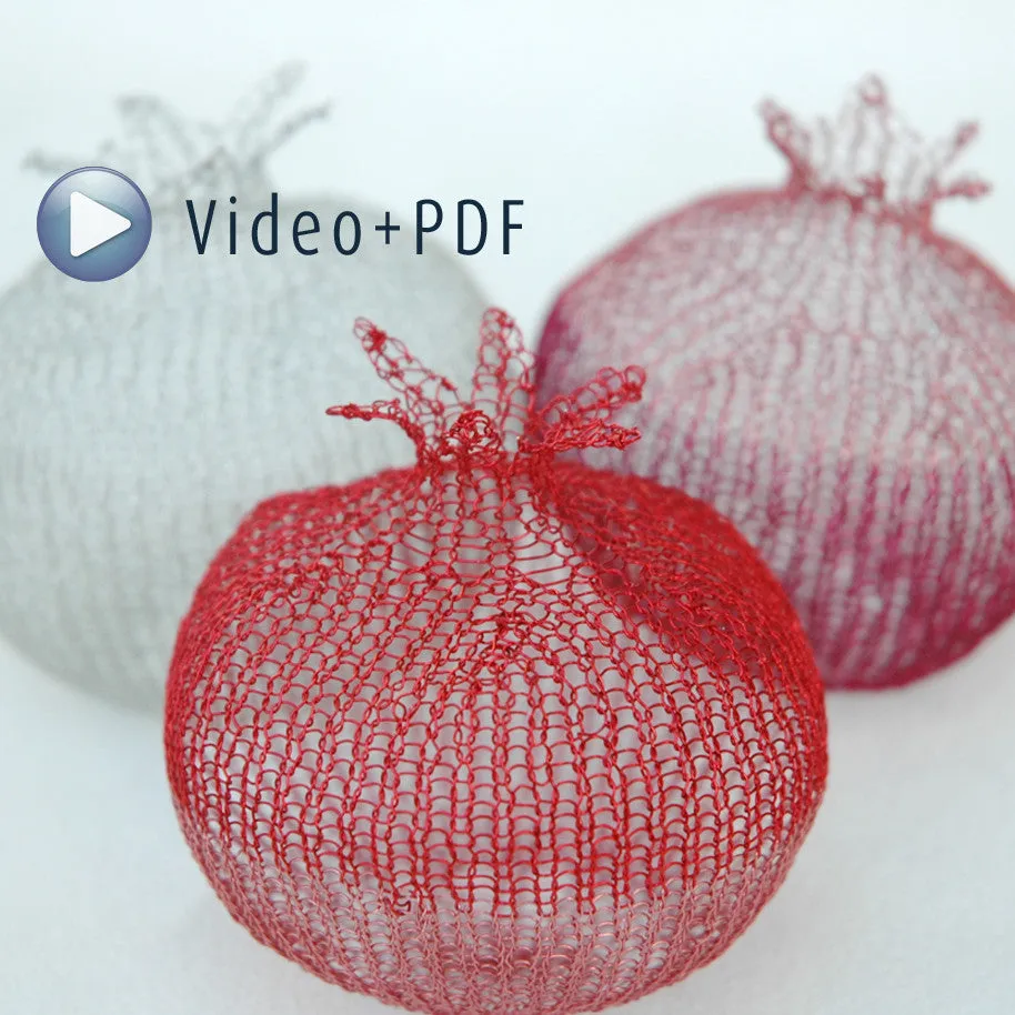 Crochet a decorative wire pomegranate , wire crochet home accent video tutorial