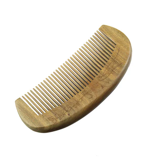 Crystalmood Small Lignum-Vitae Wood Dome Comb w/ Embossed Pattern